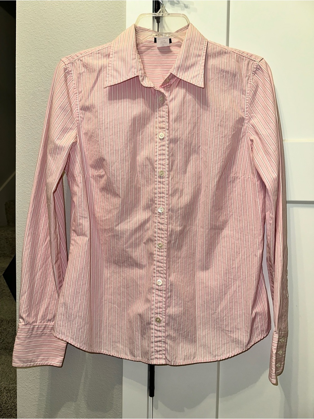 J.Crew Classic Pink Striped Women’s Fitted Dress Shirt size M